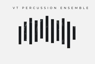 A graphic image of rectangular bar shapes on a white background with the words 'VT Percussion Ensemble''